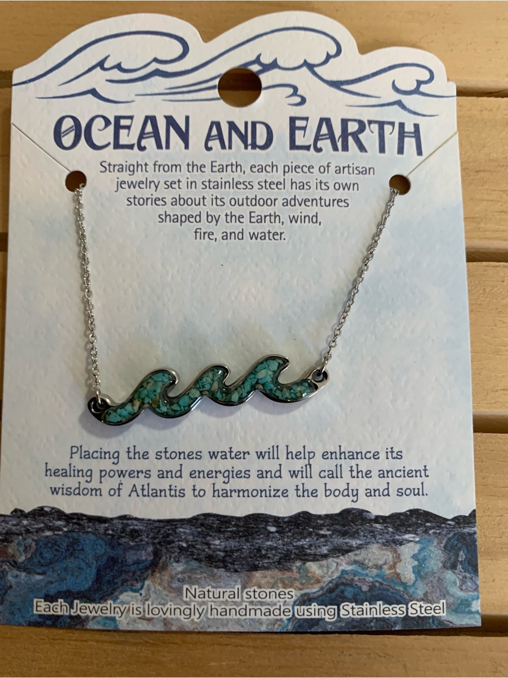 Turquoise Wave Necklace - Silver Chain
